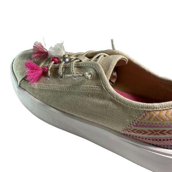 Hey Dude Womens Cody Boho Natural size 8 festival shoes w beaded feather accents - Picture 9 of 16
